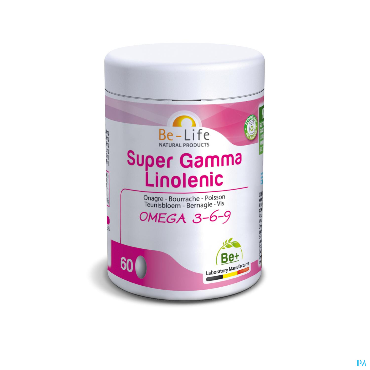 Super Gamma Linolenic Be Life Caps 60 Huile de poisson oméga 3/6/9