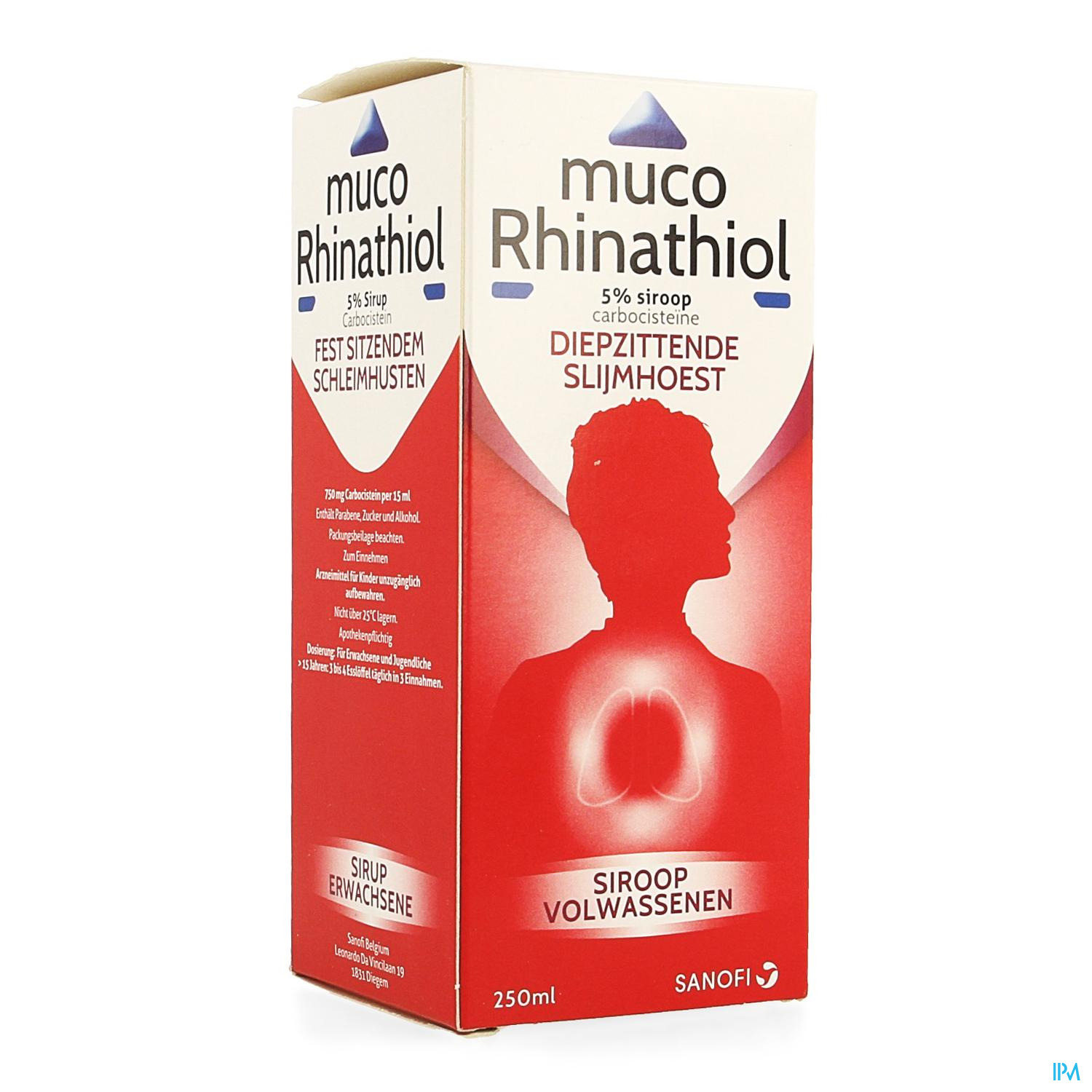 Muco Rhinathiol 5% Sir Ad 250ml - Diepzittende slijmhoest - Hoest ...