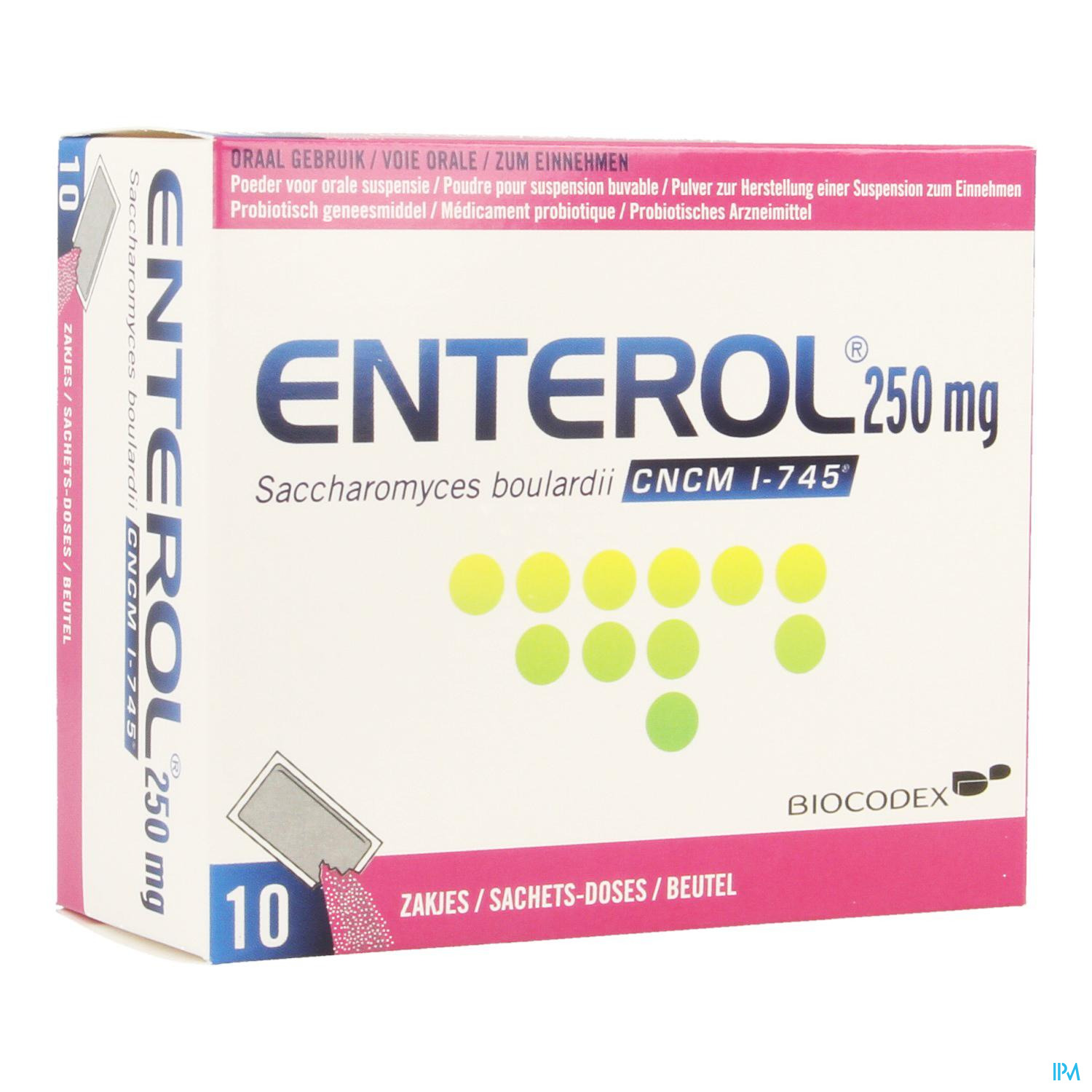 ENTEROL 250 MG PULVerig zakje 10 voor de behandeling van acute diarree bij kinderen tot 12 jaar, ter aanvulling van orale rehydratie. Daarnaast mag Enterol® gebruikt worden in preventie van diarree.