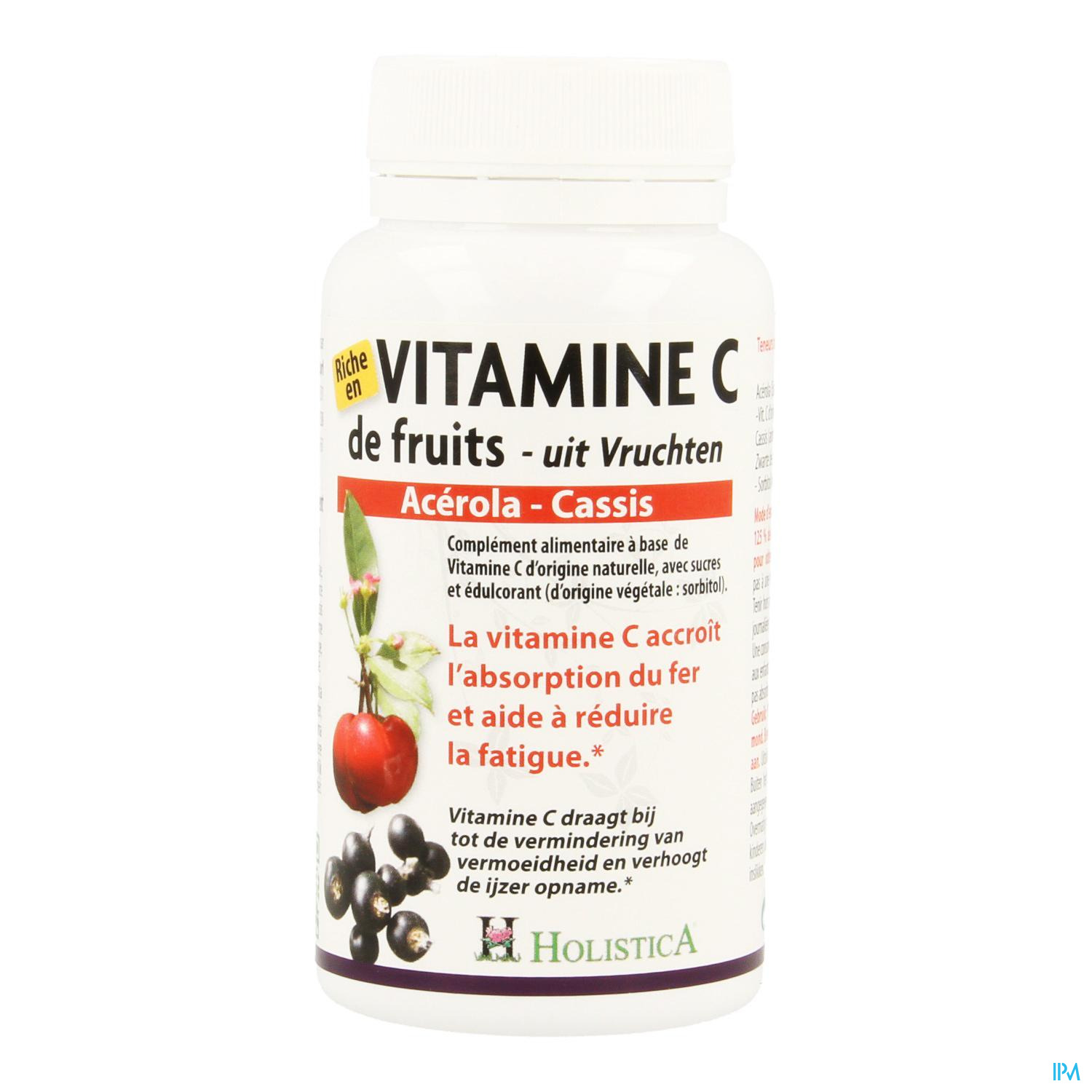 Vitamine C Acerola-cassis Comp 60 Holistica - Vitamine C - - Vitaminen & Voedingssupplementen - Apotheek Peeters Oudsbergen NV