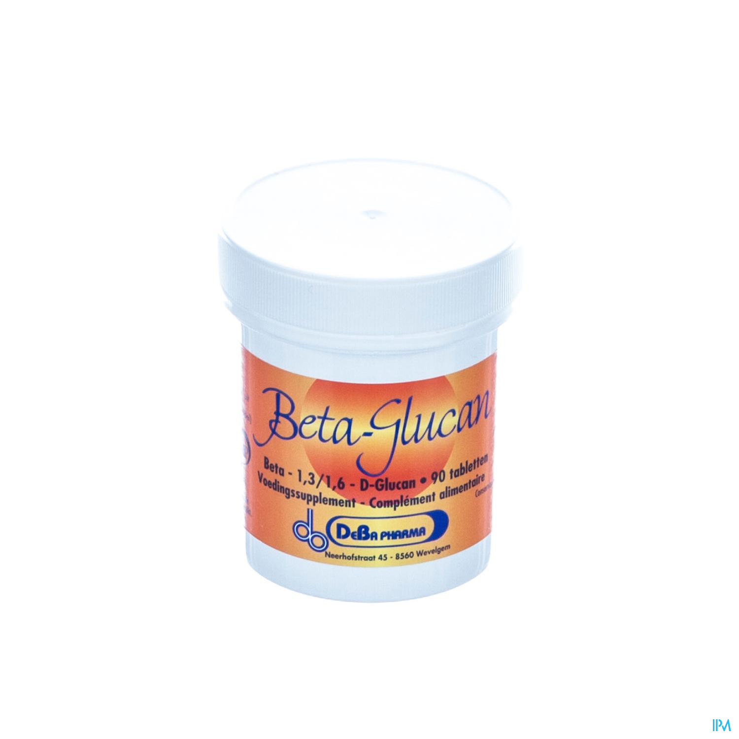 BETA-GLUCAN 100MG TABLETTEN 90 DEBA Beta-glucan helpt de natuurlijke weerstand te versterken. Het kan ook ingeschakeld worden ter preventie van infecties van de bovenste luchtwegen en maagdarminfecties.