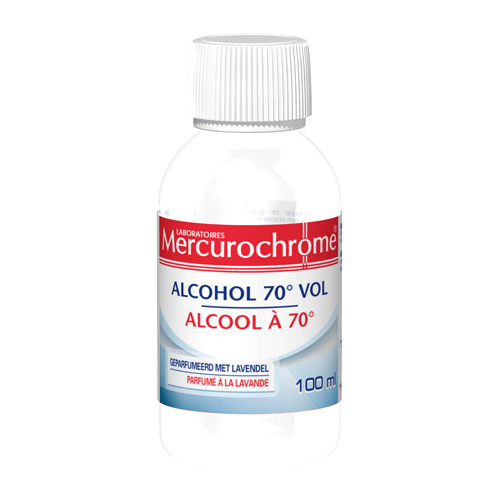 Mercurochrome Alcool 70% Lavande 100ml - Dispositifs médicaux - Premiers  secours - Soins à domicile et Premiers soins - Apotheek Peeters Oudsbergen  (Peeters Pharma BV)