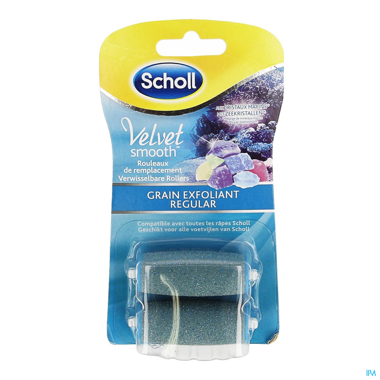 Scholl Velvet Smooth Tm Navulling Regular Zeekristallen Twee navul rollers voor de Velvet Smooth elektronische voetvijlen van Scholl, zorgt voor gladde voeten in een handomdraai. De rollers zijn er nu met een mix van zeekristallen die op natuurlijke wijze je huid scrubben. De draaiende kop verwijdert effectief