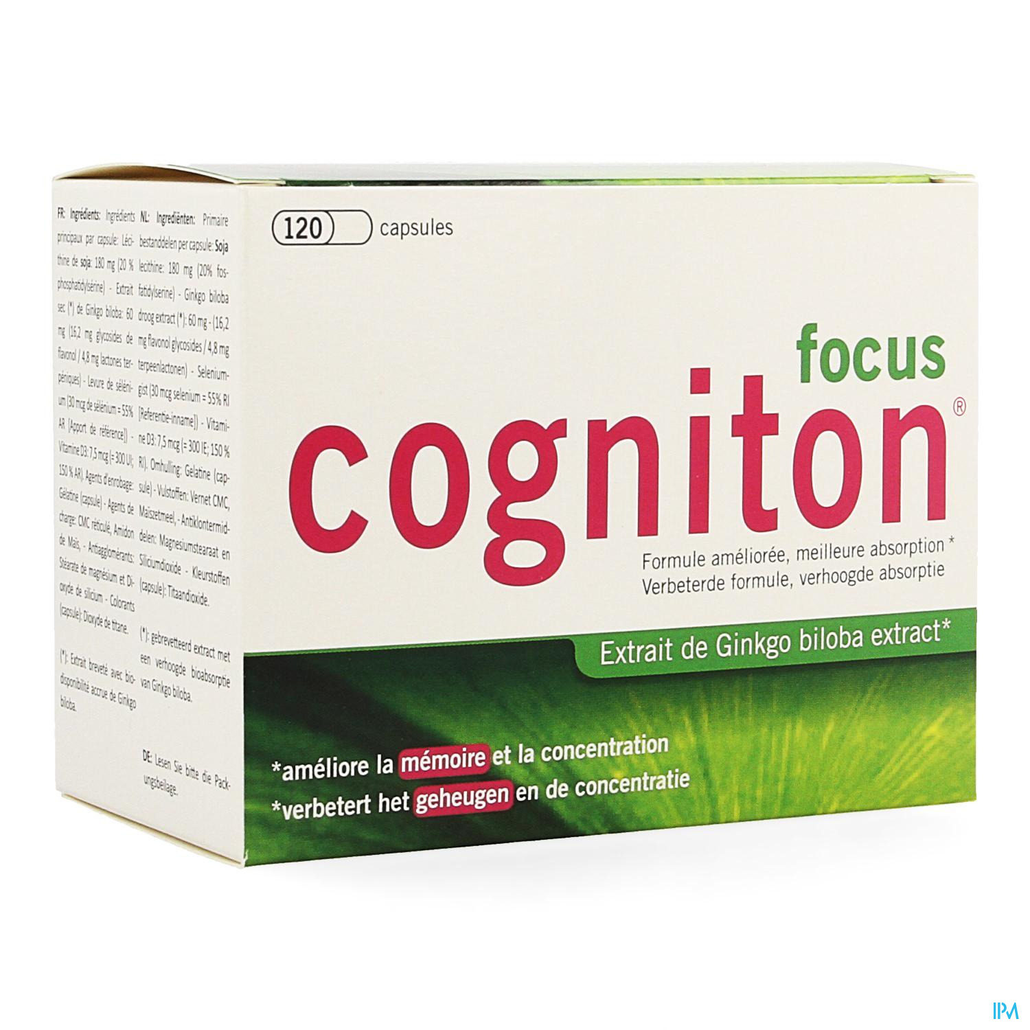 Cogniton Focus Caps 120 - Geheugen-intellectuele prestatie - Voedingstherapie & welzijn - Vitaminen & Voedingssupplementen Apotheek Peeters Oudsbergen NV