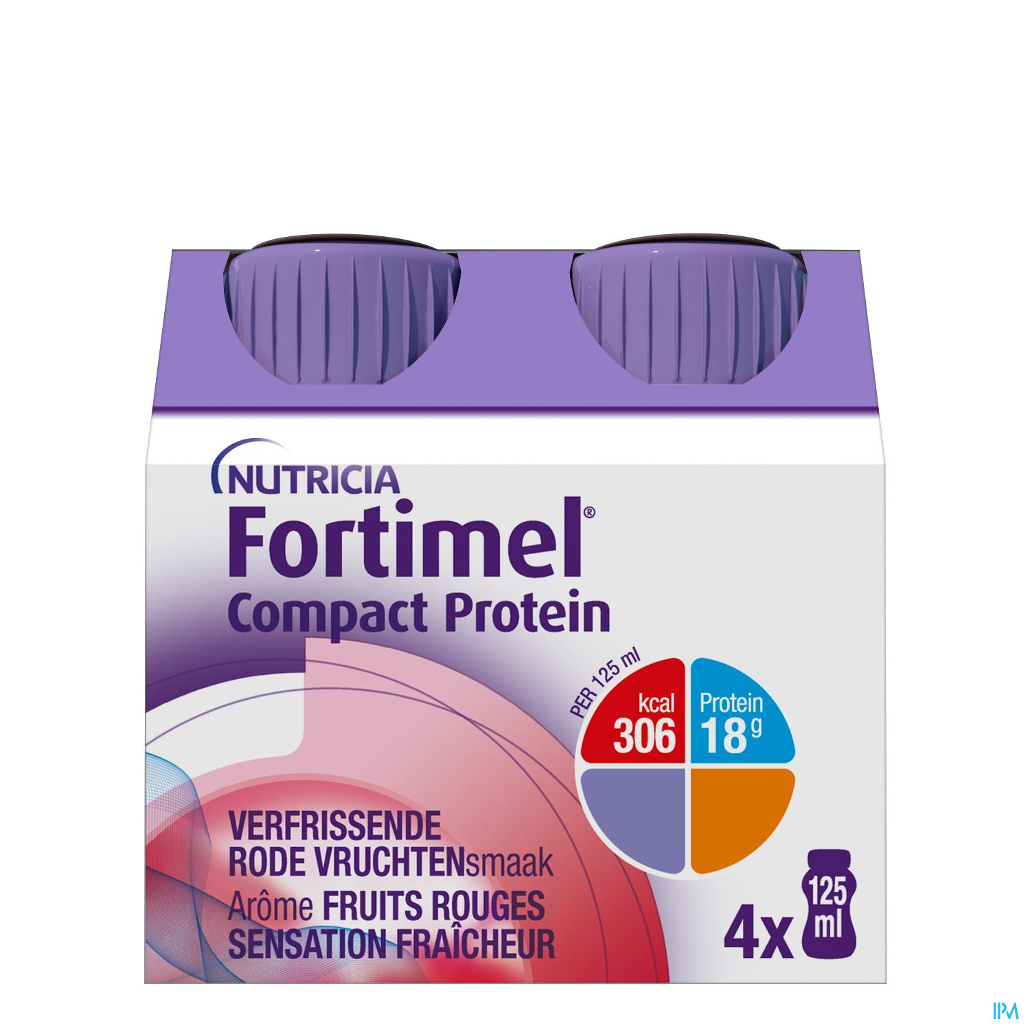 Fortimel Compact Protein Fruits Rouges Sensation Fraicheur Bouteilles  4x125ml - Alimentation et Régime - Apotheek Peeters Oudsbergen (Peeters  Pharma BV)
