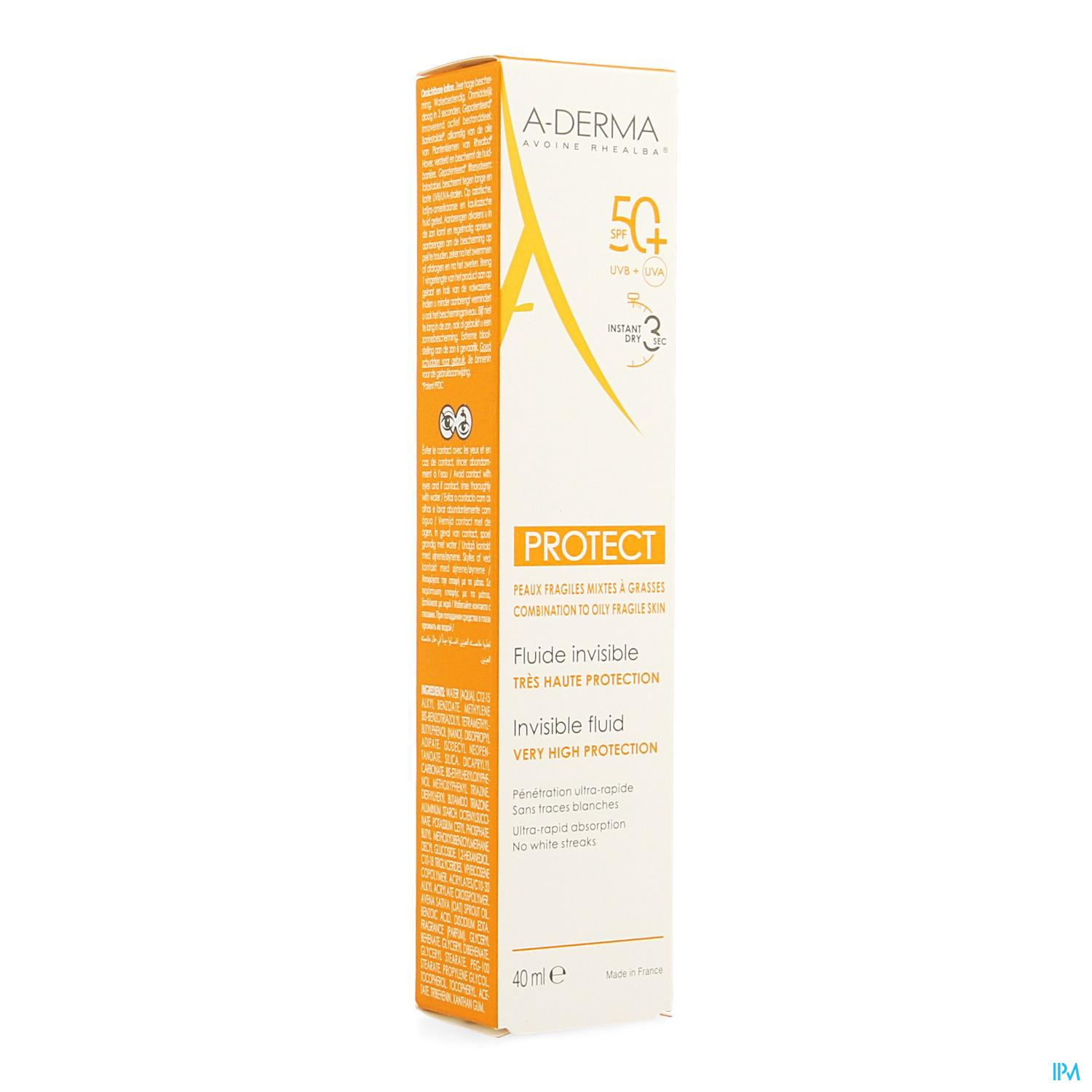 ADERMA PROTECT FLUID ONZICHTBAAR 40ML Ik ben op zoek naar een heerlijk geparfumeerde zonnebrandcrème met een 50+-factor die mijn kwetsbare huid beschermt tegen de zon en tegelijkertijd mijn huidbarrière versterkt en mijn cellulaire weerstand beschermt. Ik ben op zoek naar een vloeibare textuu