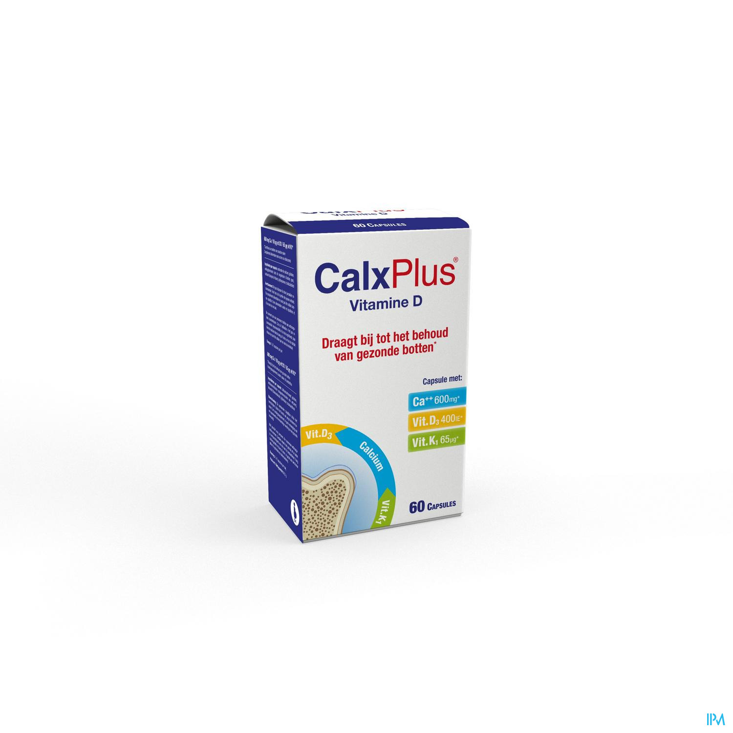 Calx Plus Vitamine D Caps 60 - Calcium - Mineralen - Vitaminen Voedingssupplementen Peeters Oudsbergen NV