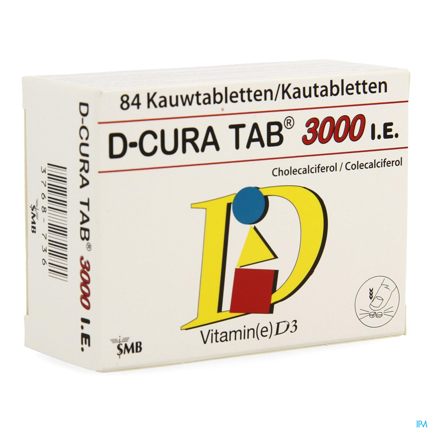 D-cura Tab 3000 Kauwtabletten - Vitamine D - Vitaminen - Vitaminen & - Apotheek Peeters Oudsbergen NV