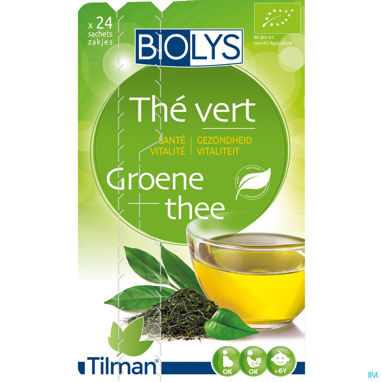 Biolys The Vert Sachets 24 La tisane BIOLYS Thé vert a des propriétés anti-oxydantes et antiradicalaires.
