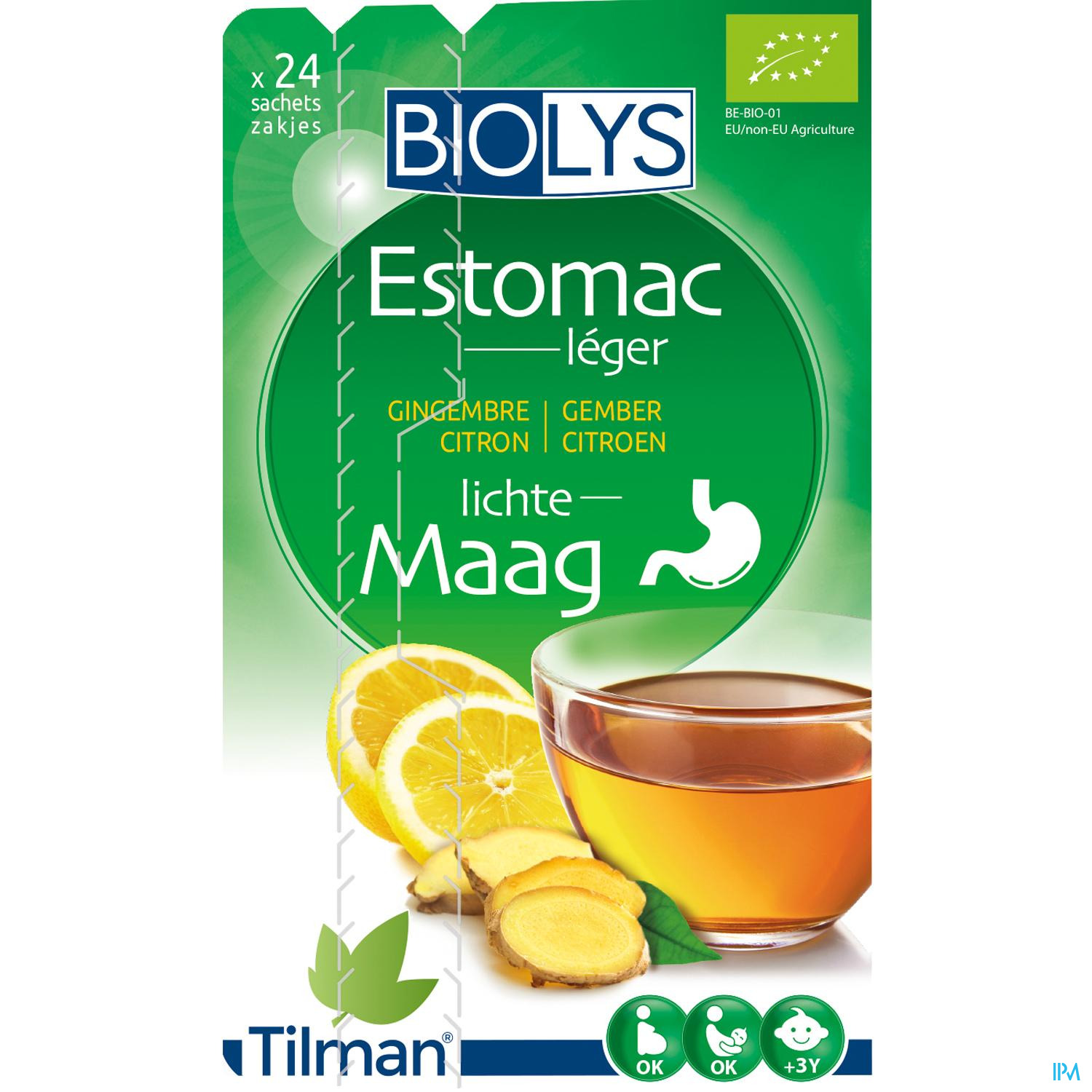 Biolys Gingembre Citron Sachets 24 Pour garder l’estomac léger !
idéal après les repas & pendant la grossesse
Cette tisane bio contient du gingembre qui contribue à harmoniser la digestion, par exemple lorsqu'un repas ne passe pas bien ou reste sur l'estomac. Délicatement citronnée, ce