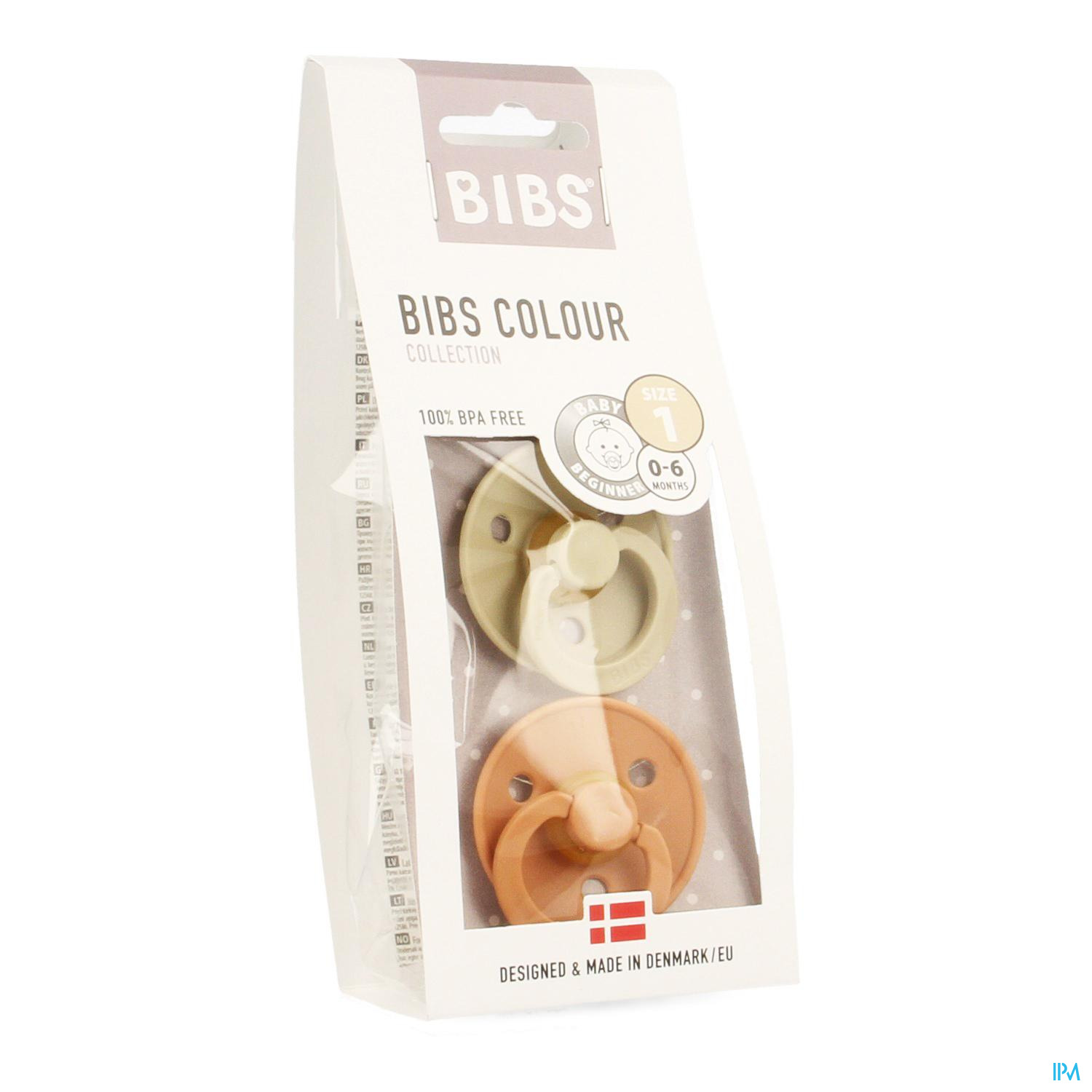 Bibs Colour Collection Sucettes 0-6 Mois Taille 1 Vanilla Peach 2