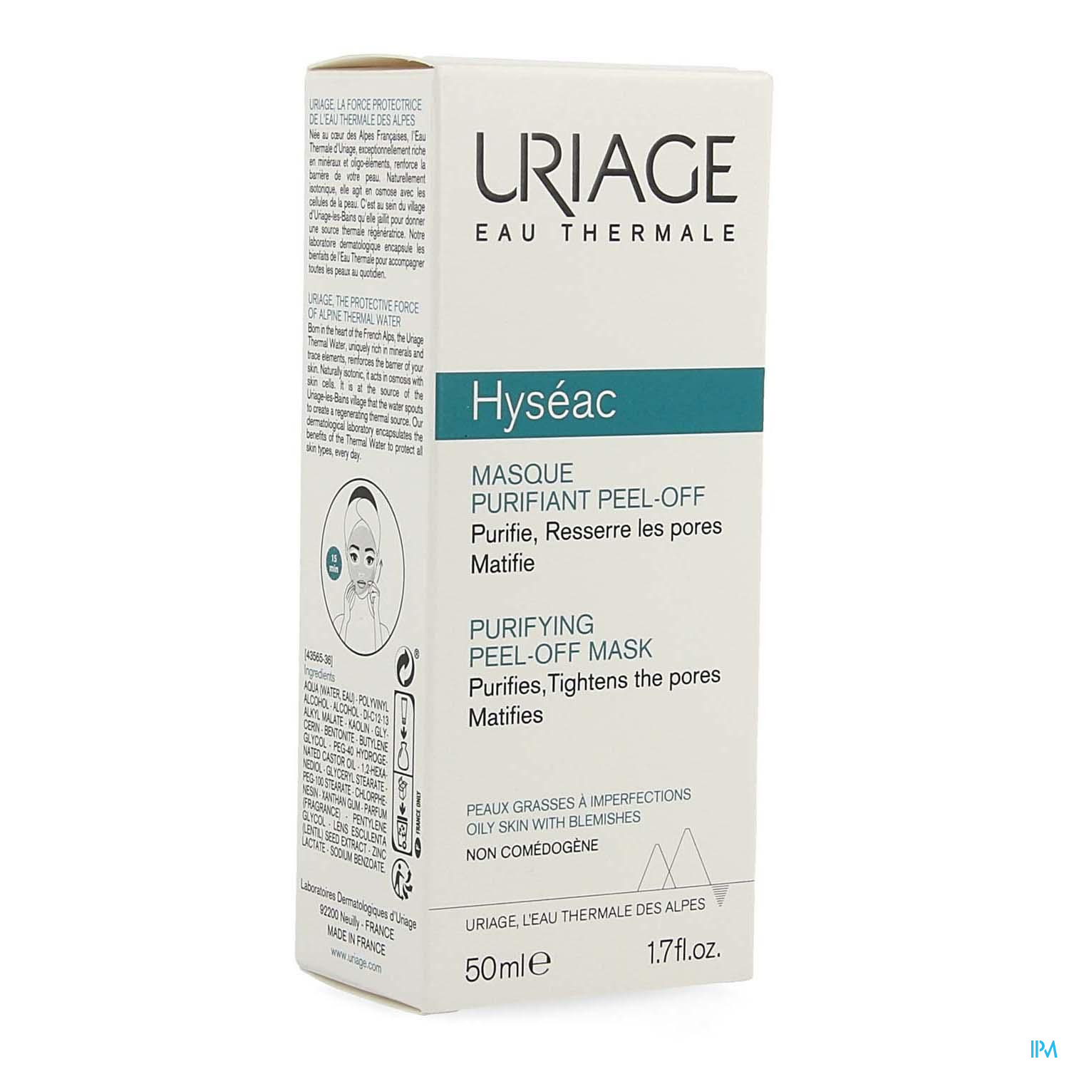 URIAGE HYSEAC ZUIVERENDE PEEL-OFF MASKER 50ML URIAGE HYSEAC ZUIVERENDE PEEL-OFF MASKER 50ML