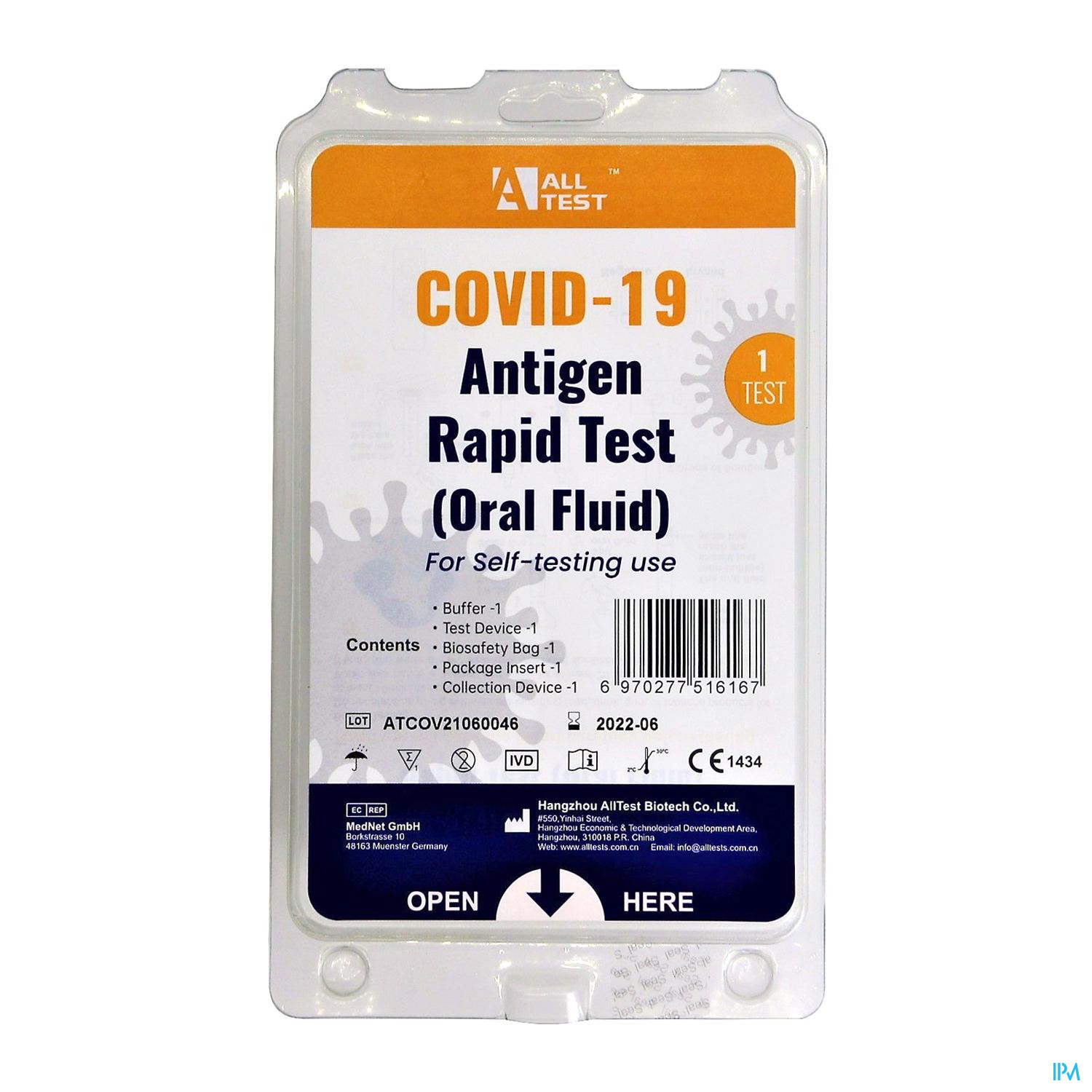 ALLTEST COVID-19 A/GEN TEST RAP.ORAL FL. 1 O'LIFE ALLTEST COVID-19 A/GEN TEST RAP.ORAL FL. 1 O'LIFE