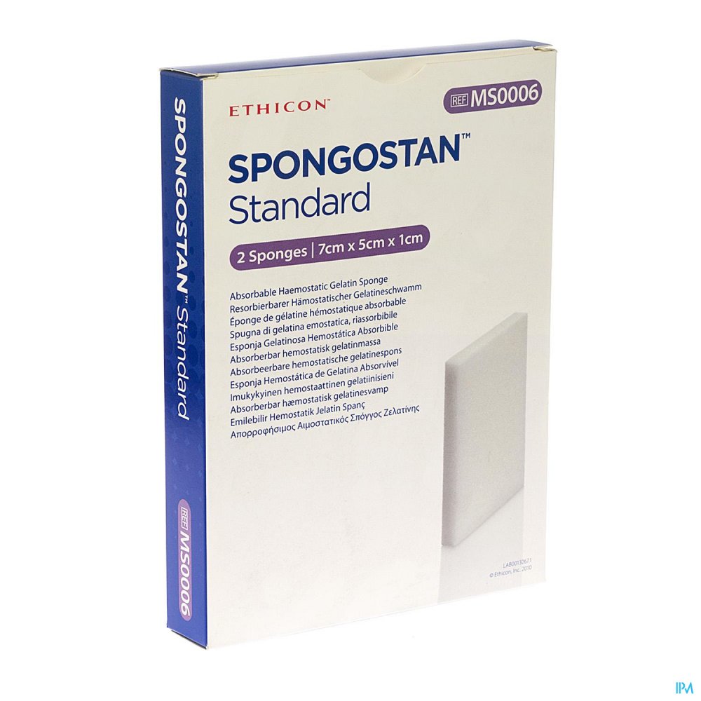 Spongostan Standard 70x50x10mm 2 Ms0006 Hémostase Soins à domicile