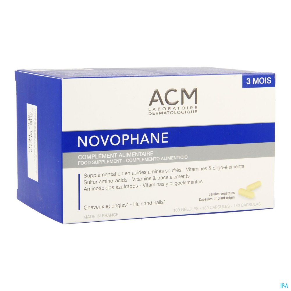 Novophane Caps 180 Etui 3 Mois - Cheveux et ongles - Nutrithérapie et ...