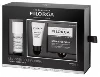 Geschenkverpakking met 3 verzorgingsproducten van Filorga voor de oogcontouren.