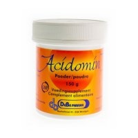 Acidomin (ontzuringszout) wordt ingenomen wanneer men een teveel aan melkzuur heeft. 

Tijdens de energieproductie wordt door de verbranding van koolhydraten melkzuur gevormd. Als het vrijgekomen melkzuur zich opstapelt in het lichaam veroorzaakt dit kr