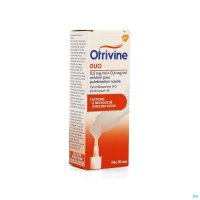 Otrivine Duo est utilisé pour le traitement des congestions nasales accompagnées d’un écoulement (rhinorrhée) lié à un rhume.

Otrivine Duo est un médicament combiné consistant en deux substances différentes. L’une de ces substances actives réduit la rh