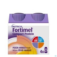 FORTIMEL COMPACT PROTEIN PERZIK-MANGO FLESJES 4X125ML