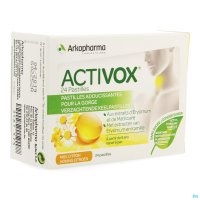 Activox® : 2 verzachtende planten voor de keel !
De pastilles Activox® geven u, dankzij de aroma's Honing en Citroen, een gevoel van aangename en duurzame frisheid.

Daarenboven bezitten de extracten van Kamille en Erysimumverzachtende eigenschappen te