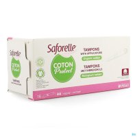 Saforelle Coton Protect offre, à toutes les femmes à la recherche de protections hygiéniques sûres, respectueuses et douces pour leur intimité, des tampons avec applicateurs en Coton BIO et hypoallergénique, qui garantissent sécurité et douceur au moment 