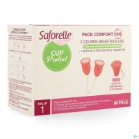 Saforelle Cup Protect offre, à toutes les femmes qui ne souhaitent plus utiliser de protections classiques, une coupe menstruelle, en silicone médical biocompatible, qui garantit sécurité et confort au moment des règles.

Le Pack confort 12h est composé
