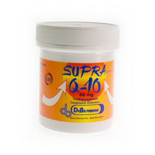 SUPRA-Q10 CAPS 60X 60MG DEBA Q10 is verantwoordelijk voor 95% van de totale energieproductie en wordt ingeschakeld als antioxidant. Q10 gaat tevens vermoeidheid tegen en geeft extra energie. Aanbevolen bij het gebruik van cholesterolremmers (statines). Statines remmen namelijk de lic