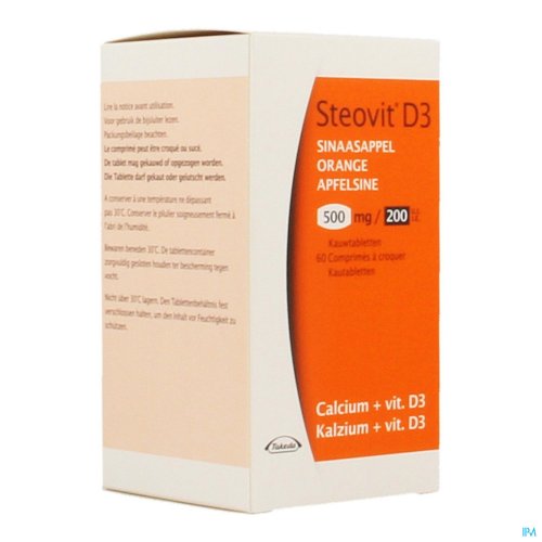 Steovit D3 sinaasappel 500 mg/200 I.E. kauwtabletten 60 stuks
