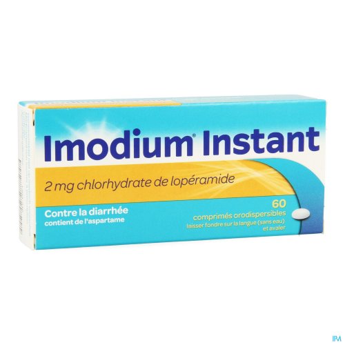Imodium Instant comprimés orodispersibles sont des comprimés fondants à dissolution rapide qui doivent être posés sur la langue et avalés avec la salive. Imodium est un médicament agissant rapidement contre la diarrhée. Imodium est indiqué dans le traitem