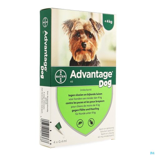 ADVANTAGE 40 CHIENS <4KG 4X0,4ML ADVANTAGE 40 CHIENS <4KG 4X0,4ML