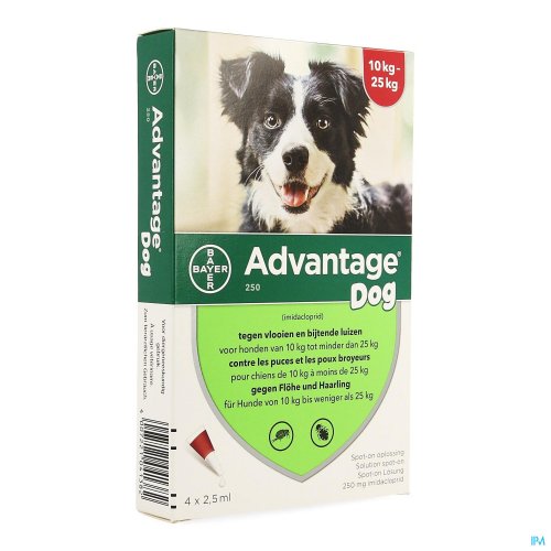 ADVANTAGE 250 CHIENS 10<25KG 4X2,5ML