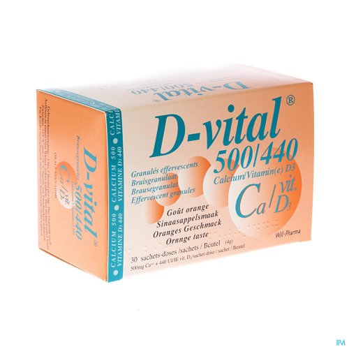 Un sachet de D-vital®/D-vital® forte granulés effervescents apporte du calcium et de la vitamine D3 pour la correction d’une carence combinée en calcium et en vitamine D chez les personnes âgées.

Le calcium est essentiel pour la formation et l’entretie