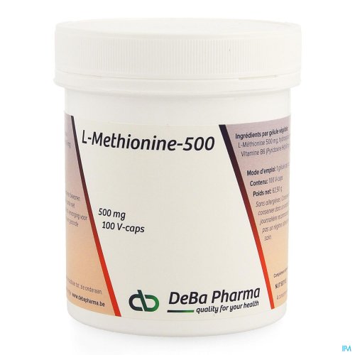 L-METHIONINE +B6 CAPS 100X 500MG DEBA Bevat de natuurlijke L-vorm van Methionine