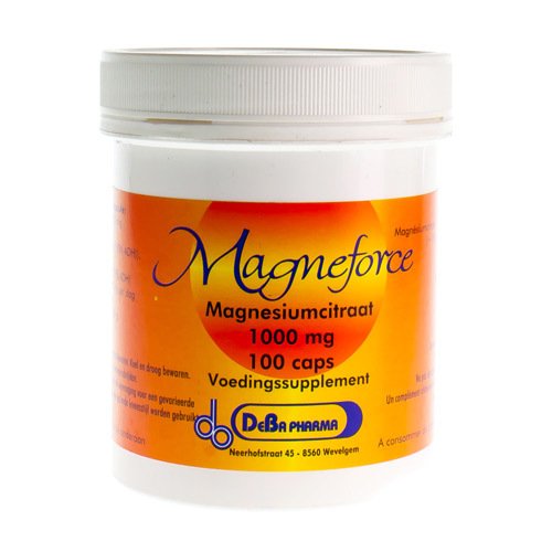 MAGNEFORCE CAPS 100X 1000MG DEBA Magnesium verlicht de spierkrampen en vermoeidheid en is essentieel voor de vorming van ATP, de energiebron voor de lichamelijke activiteit.