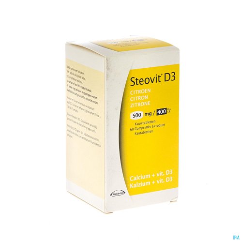 Steovit D3 citroen 500 mg/400 I.E. kauwtabletten 60 stuks
