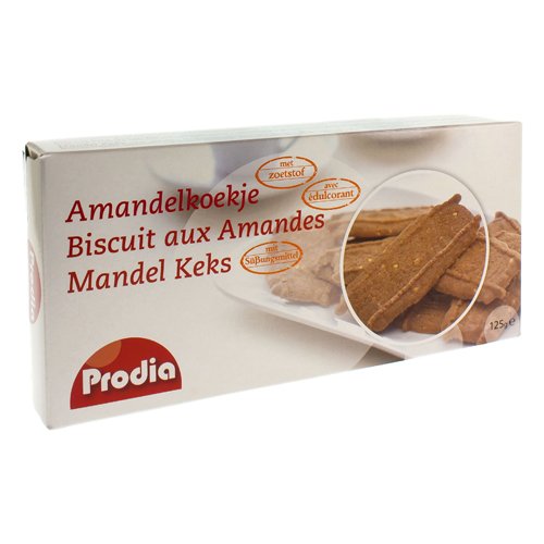 PRODIA AMANDELKOEKJES+ZOETSTOF MALTITOL 125G 6008