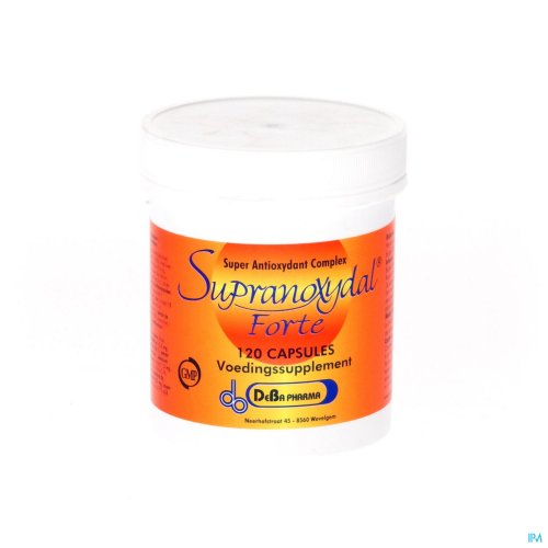 SUPRANOXYDAL FORTE CAPS 120 DEBA Supranoxidal-forte is een super antioxidant dat heel diverse stoffen bevat die de vrije radicalen bestrijdt. Vrije radialen kunnen een enorme schade aanrichten aan de cellen en weefsel wat kan leiden tot diverse ziektes. Supranoxydal-forte bevat zowel vit