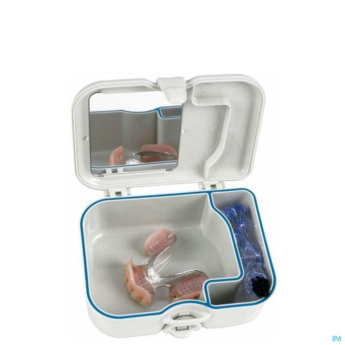 Boîte de rangement pour prothèses dentaires, pourvue d’une brosse à prothèse ergonomique
Le Protho Box est une boîte de plastique dur pour y ranger votre prothèse dentaire. La boîte présente une fermeture parfaitement étanche, de sorte que la prothèse pe