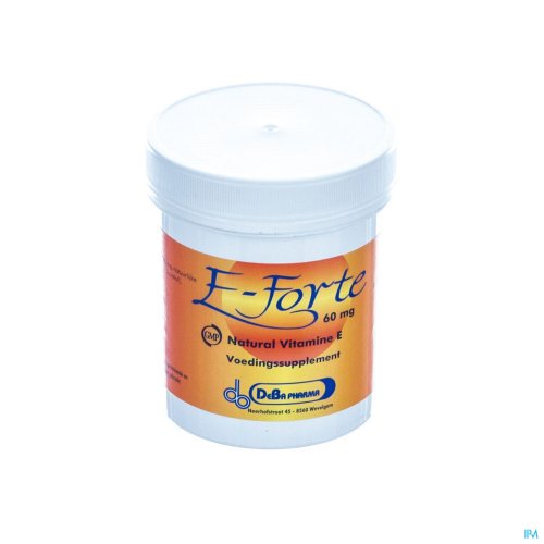 E-FORTE TABLETTEN 120X 60MG DEBA Vitamine E draagt bij tot de bescherming van cellen tegen oxidatieve stress.
Vitamine E wordt als antioxidant in veel huidverzorgingsproducten gebruikt.