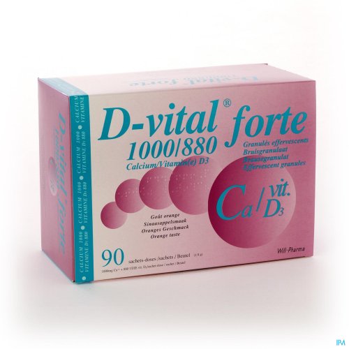 Een sachet D-vital®/D-vital® forte bruisgranulaat levert calcium en vitamine D3 ter correctie van een gecombineerd tekort aan calcium en vitamine D bij ouderen.

Calcium is essentieel voor de vorming en instandhouding van het bot.
Vitamine D3 is een es