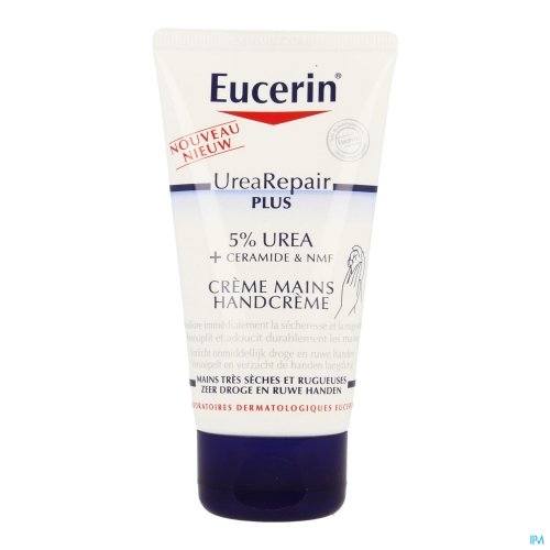 Eucerin Urea Repair Plus Creme Mains 5% Uree 75ml Un apaisement immédiat ET la réapparition des signes des mains sèches, très sèches et rugueuses est retardée de 48 heures. Apaise, lisse et adoucit la peau.
La peau de nos mains est plus exposée aux agressions extérieures que toute autre partie de notr