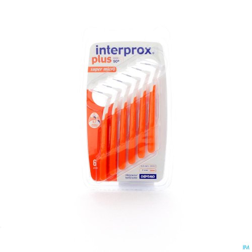 INTERPROX PLUS SUPER MICRO ORANJE INTERDENTAL 6 1460 Voor de meest effectieve interdentale reiniging
Uit wetenschappelijk onderzoek blijkt dat interdentaal reinigen met interdentaal borsteltjes de meest effectieve resultaten geven.
Interdentaal borstels zijn effectiever dan floss, stokers of rubberst