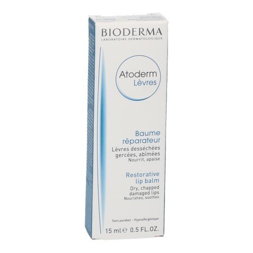 Herstellende, voedende en kalmerende dagelijkse verzorging voor de lippen. Voor sterk uitgedroogde en gekloven lippen.

Atoderm lippenbalsem herstelt het lipslijmvlies bij kloofjes en uitdroging. Met intensief voedende bestanddelen zoals avocado-olie en
