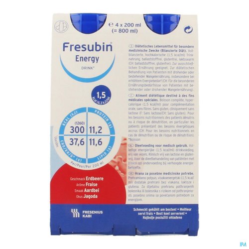FRESUBIN ENERGY DRINK FRAISE FL 4X200ML