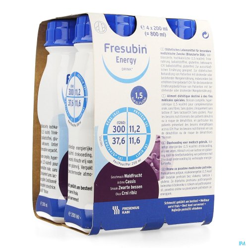 FRESUBIN ENERGY DRINK ZWARTE BES FL 4X200ML
