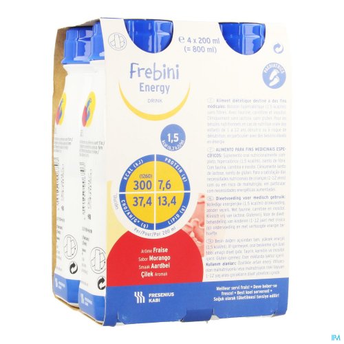FREBINI ENERGY DRINK KIND AARDBEI FL 4X200ML FREBINI ENERGY DRINK KIND AARDBEI FL 4X200ML