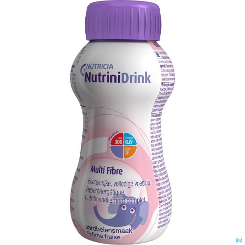 NUTRINIDRINK MUTLI FIBRE AARDBEIENSMAAK FLESJE 200ML