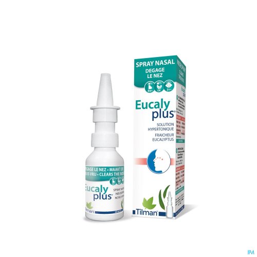 Eucalyplus Spray Nasal 20ml Respirez enfin librement avec Eucalyplus!
Eucalyplus est un spray nasal qui se compose d’une solution hypertonique aromatisée aux huiles d’eucalyptus, de camomille et de myrte.
Sa formule naturelle est idéale pour nettoyer les fosses nasales en douceu