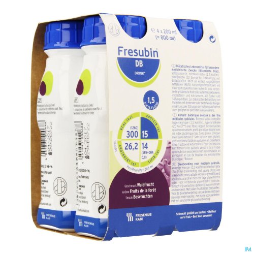 FRESUBIN DB DRINK BOSBESSEN EASYBOT.4X200ML FRESUBIN DB DRINK BOSBESSEN EASYBOT.4X200ML
