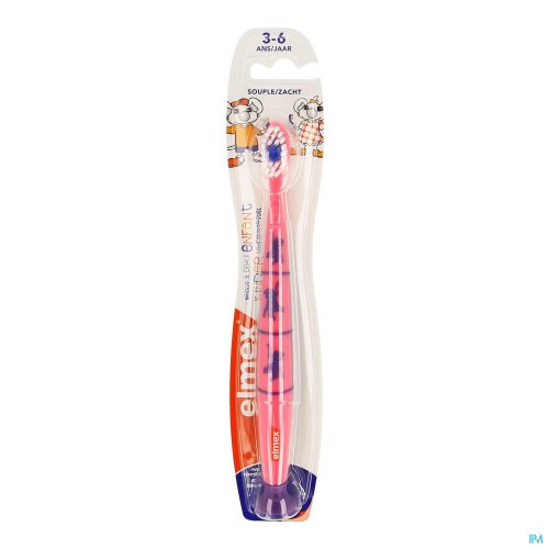 Brosse à dents souple pour les enfants de 3 à 6 ans. Spécialement adapté aux enfants pour les encourager à bien se brosser les dents tout en s’amusant. Petite tête de brosse.